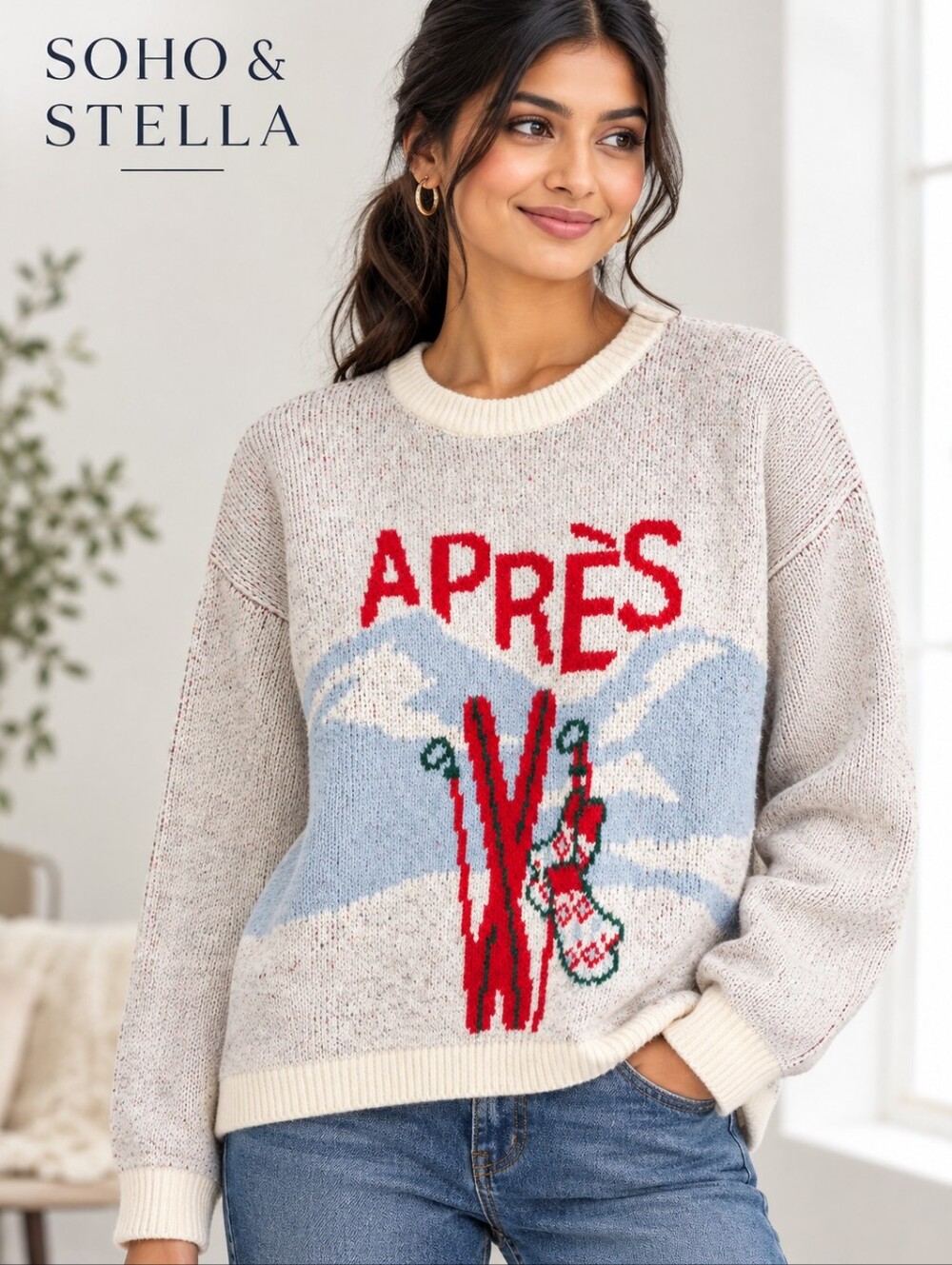 SOHO & STELLA New Apres Ski pullover Sweater Sz S